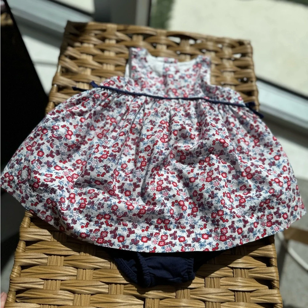 Janie and Jack Floral Print Kids Dress with Bloomers